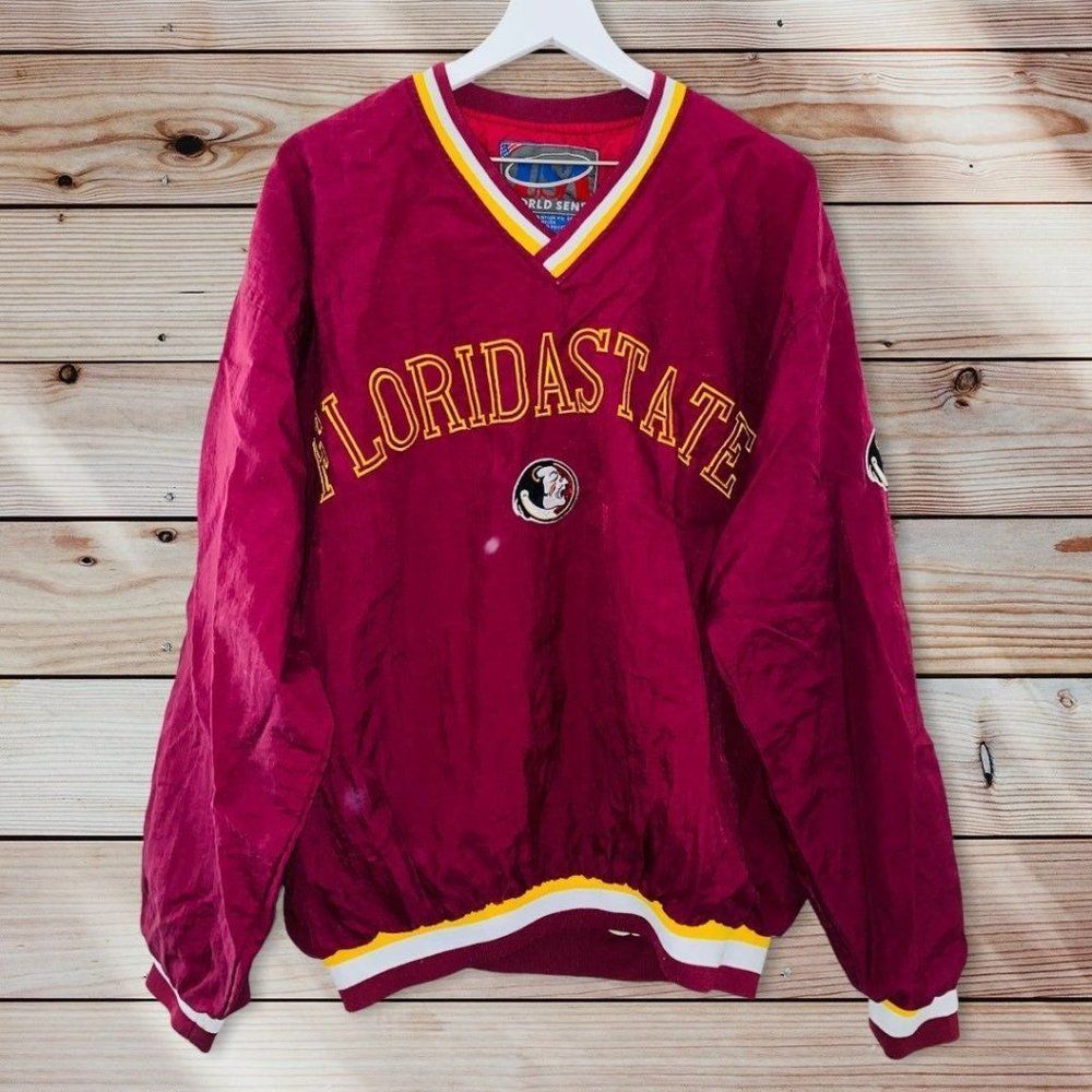 E1 vintage vtg Florida State Seminoles Pullover jacket XL world sense made Korea